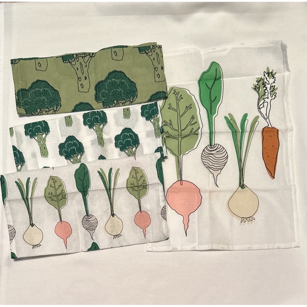 4 Pack IKEA Sweden Torvfly Veggies‎ 12x16" Towels Small Hand Towel Set W/loop